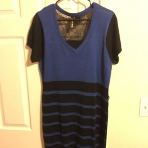 Black/Navy light sweater dress w/lace top back